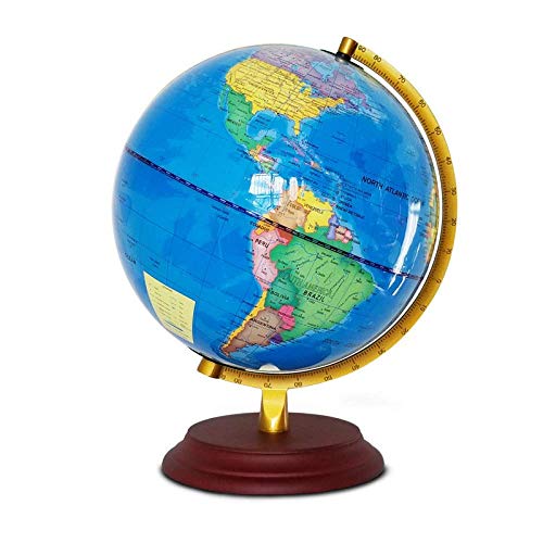 DFJU Globe World Map Kids Educational Interactive Astronomy and Geographic Map for Kids Home Deacute Office Desktop, Azul