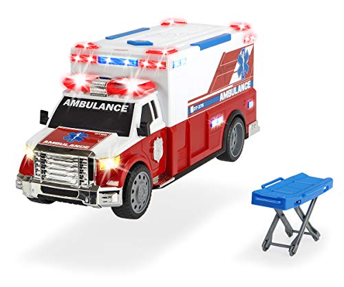 Dickie - Action Series Ambulancia 33 cm incluye camilla, apertura puerta trasera, luz y sonido (Dickie 3308381)