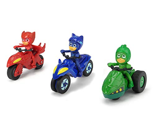 Dickie Mask PJ Masks 3 Motos de Juguete con Personaje, Multicolor (3143003)