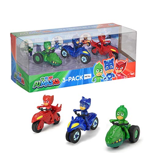 Dickie Mask PJ Masks 3 Motos de Juguete con Personaje, Multicolor (3143003)