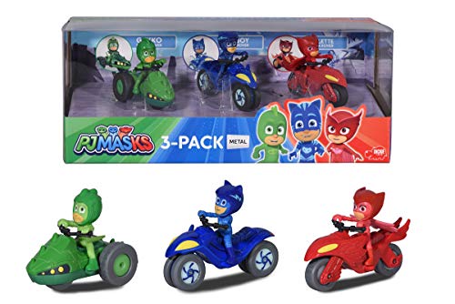 Dickie Mask PJ Masks 3 Motos de Juguete con Personaje, Multicolor (3143003)