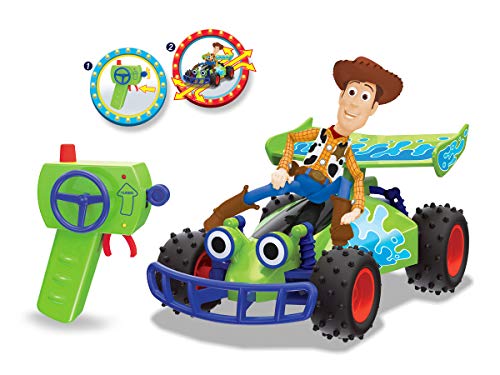 Dickie- Toy Story 4 – Mando a Distancia Buggy con Woody, 1:24, 20 cm, Color Verde, 201134005