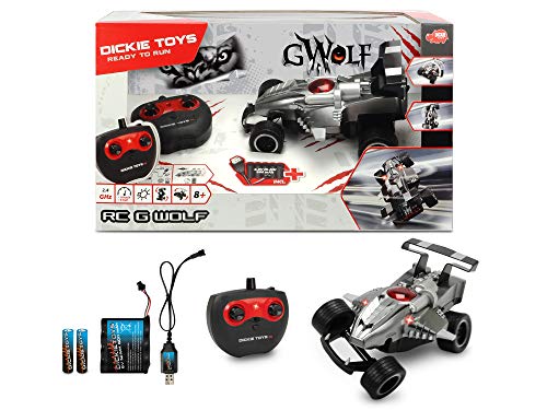 Dickie Toys 201119138 G-Wolf - Coche teledirigido con función Flip, Velocidad de hasta 10 km/h, 2,4 GHz, Color Gris