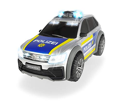 Dickie Toys 203714013 Volkswagen Tiguan R-Line, Coche de policía con luz y Sonido, Coche de policía, Incluye Pilas, 25 cm, a Partir de 3 años, Multicolor