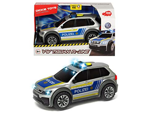 Dickie Toys 203714013 Volkswagen Tiguan R-Line, Coche de policía con luz y Sonido, Coche de policía, Incluye Pilas, 25 cm, a Partir de 3 años, Multicolor