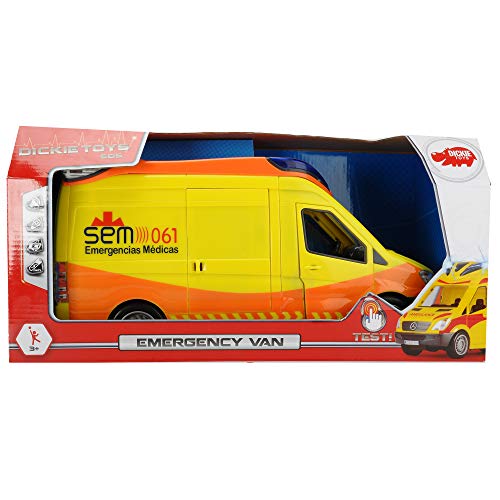 Dickie Toys-Ambulancia SEM de 34cm con Luz y Sonido 1166002, color amarillo