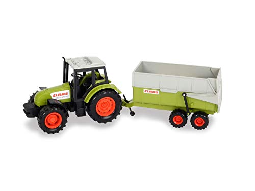 Dickie Toys Tractor de Juguete con Trailer Claas, Partes móviles, para niños a Partir de 3 Años-36 cm, Color carbón (3736004)