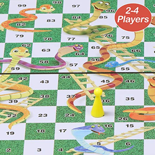 Diealles Shine Snakes and Ladders, Serpientes y Escaleras Juego de Mesa Tradicional Juego de Los Niños