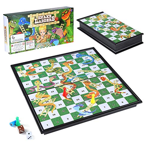 Diealles Shine Snakes and Ladders, Serpientes y Escaleras Juego de Mesa Tradicional Juego de Los Niños