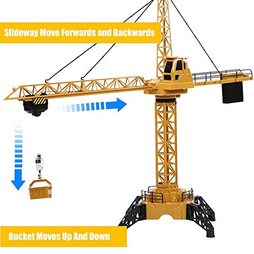 Dilwe Juguete Remoto de Grúa Torre, Simulacion RC Tower Crane Engineering Vehiculo 6 Canales 680 Grados Ingeniero Rotativo Ascensor Sitio de Construccion Grúa de Construccion