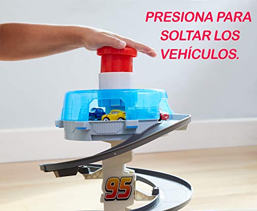 Dinsey Cars Pista de coches de juguete Espiral de carreras con coche Rayo Mcqueen (Mattel FYN86)