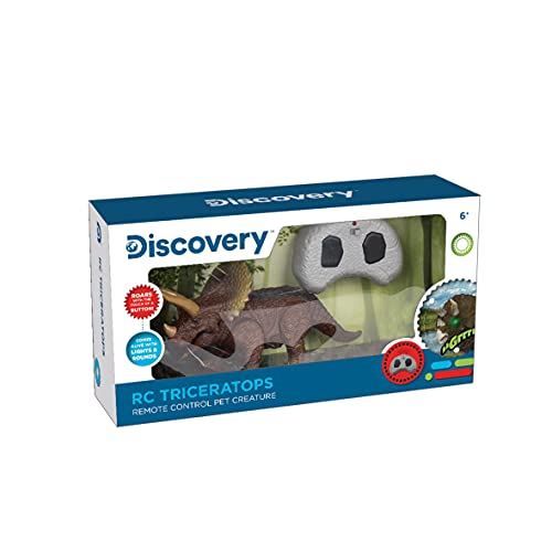 Discovery- Triceratops, Color marrón (Mide 25,5 cm de Largo e Incluye un Mando inalámbrico Infrarrojos.)