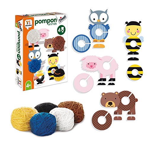 Diset- Creo Animales con Pompones + 4 años Animals (68949) , color/modelo surtido