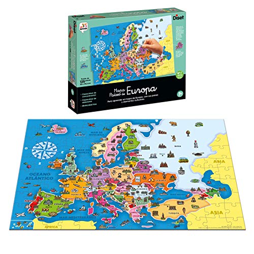 Diset- Países de Europa - Puzzle educativo para aprender la geografía europea a partir de 7 años