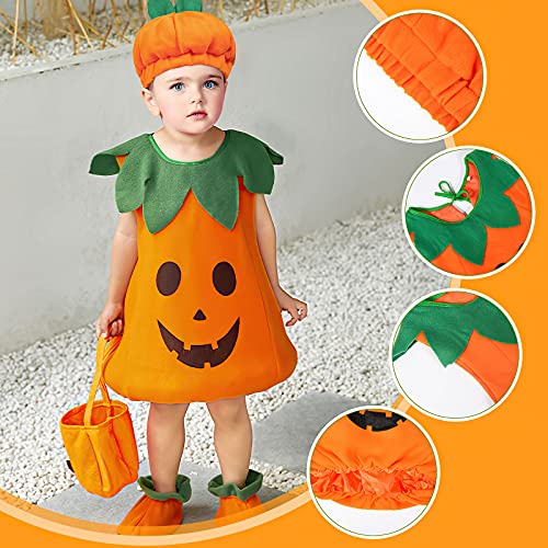 Disfraz de calabaza para bebé, disfraz de Halloween, traje con gorro (3)