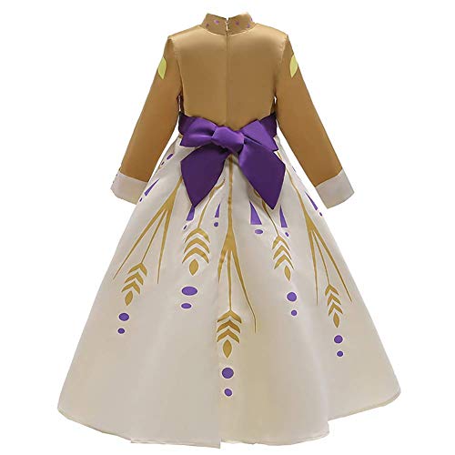 Disfraz de princesa Elsa Anna 2 para niña, princesa de hielo, princesa, fiesta, cosplay, carnaval, Navidad, Halloween, fiesta de cumpleaños, vestido de manga larga para 4 – 15 años dorado 11-12 Años