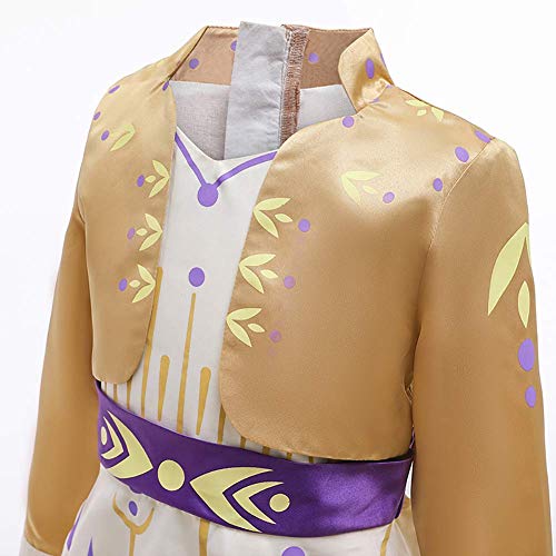 Disfraz de princesa Elsa Anna 2 para niña, princesa de hielo, princesa, fiesta, cosplay, carnaval, Navidad, Halloween, fiesta de cumpleaños, vestido de manga larga para 4 – 15 años dorado 11-12 Años