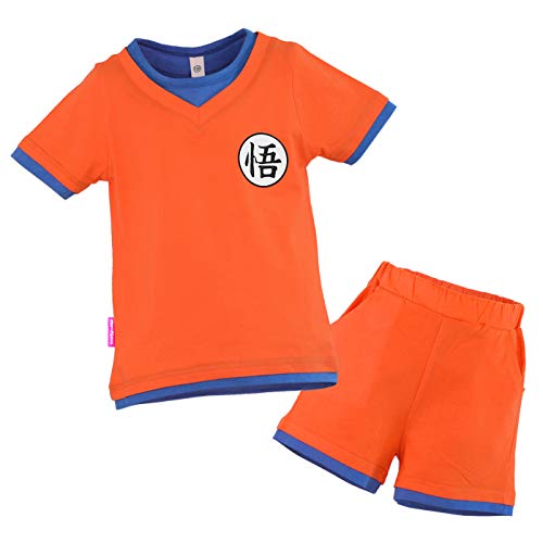 Disfraz Infantil para Son Goku Camiseta Pantalones Cortos chándal Naranja Azul para niños pequeños 3 años