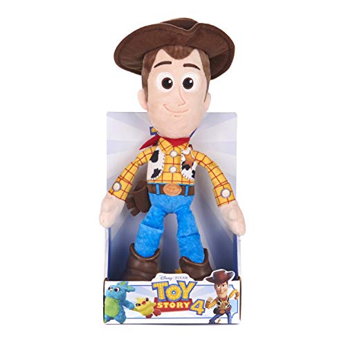 Disney 37267 Pixar Toy Story 4 Woody Soft Doll en Caja de Regalo 25 cm, Color Azul