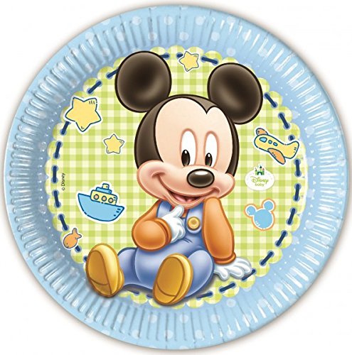 Disney Baby Mickey Juego de decoración para fiestas para 16 personas (52 piezas)