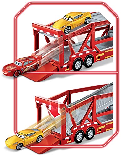 Disney - Cars Camión Mack Gran Viaje, transportador de coches de juguete (Mattel GVP73)