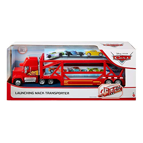 Disney - Cars Camión Mack Gran Viaje, transportador de coches de juguete (Mattel GVP73)