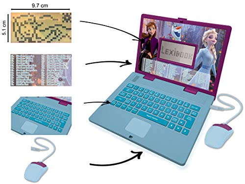 Disney Frozen 2 - Computador portátil educacional bilingue Frances/Inglês - 124 atividades para uma aprendizagem divertida e interativa - Matemática, Lógica, Música, Relógio - JC598FZi4