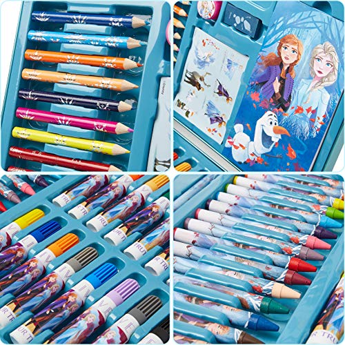 Disney Frozen Lapices De Colores, Material Escolar Para Niñas, Maletin De Pinturas De Anna Y Elsa