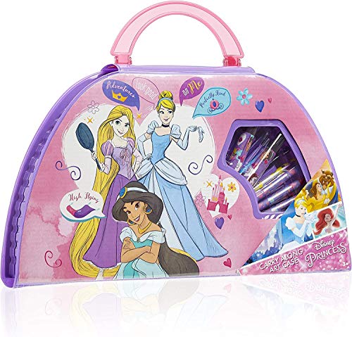 Disney Maletin Pinturas Para Niños, Kit Arte Princesas Disney con Lapices de Colores Ceras de Colores Rotuladores y Acuarelas Niños, Regalos Para Niñas