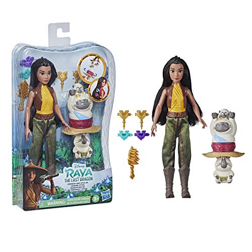 Disney Muñeca con set Fortaleza y estilo de Raya y el último dragón, rizador, juguete para niños de 5 años