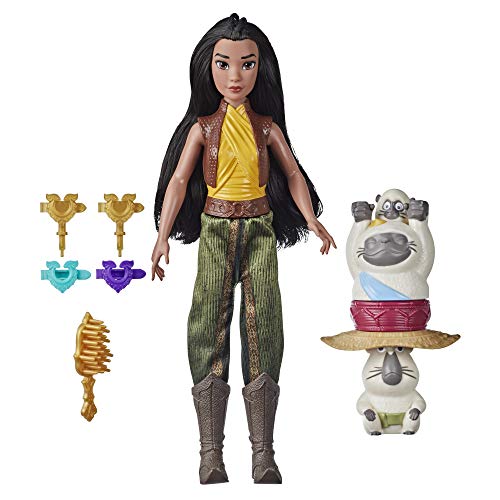 Disney Muñeca con set Fortaleza y estilo de Raya y el último dragón, rizador, juguete para niños de 5 años