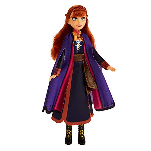 Disney Muñeca de Moda Frozen Singing Anna con música con Vestido Morado Inspirado en Disney Frozen 2, Juguete para niños de 3 años en adelante