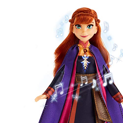 Disney Muñeca de Moda Frozen Singing Anna con música con Vestido Morado Inspirado en Disney Frozen 2, Juguete para niños de 3 años en adelante