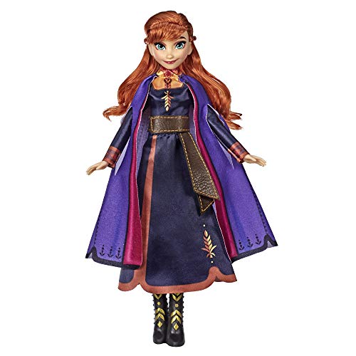 Disney Muñeca de Moda Frozen Singing Anna con música con Vestido Morado Inspirado en Disney Frozen 2, Juguete para niños de 3 años en adelante