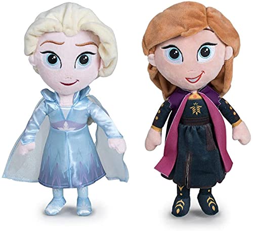 Disney - Pack 2 Peluches 11'81"30cm Princesas Frozen - Elsa + Anna Calidad Super Soft