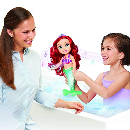 Disney Princesas, Muñeca Ariel Especial Grande, 38 cm; Reproduce 2 Canciones y su Cola Brilla y se ilumuina