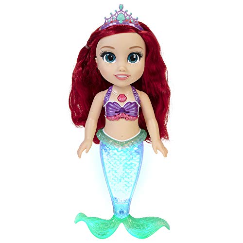 Disney Princesas, Muñeca Ariel Especial Grande, 38 cm; Reproduce 2 Canciones y su Cola Brilla y se ilumuina