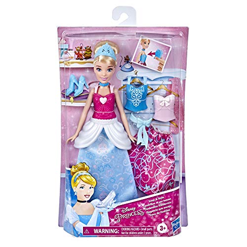 Disney Princess- Muñeca de Moda de Cenicienta Princesa con Trajes a presión, Mezcla y combina, Juguete para niñas de 3 años en adelante (Hasbro E95915L0)