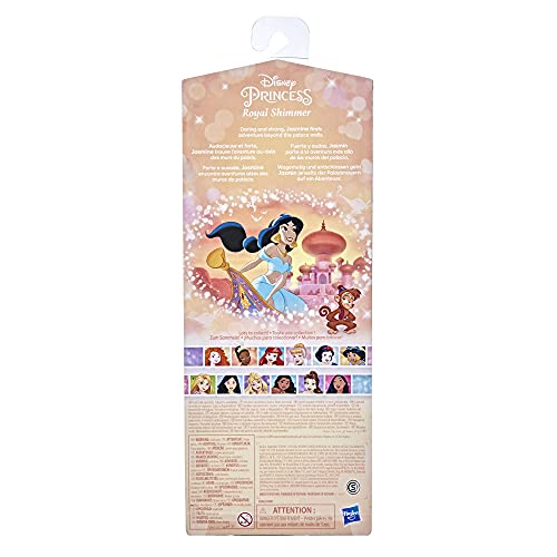 Disney Princess Muñeca Jasmín Royal Shimmer, Muñeca con Falda y Accesorios, Juguete para niñas y niños de 3 años en adelante