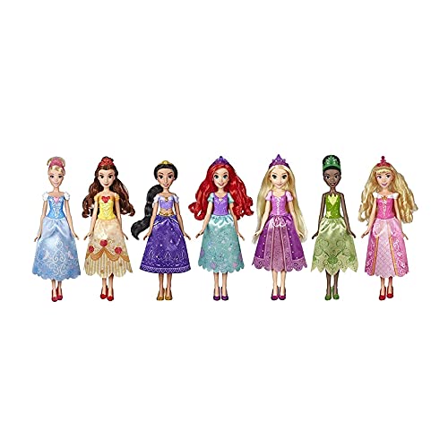 Disney Princess Party Dress Pack, Incluye Ariel, Aurora, Belle, Cinderella, Jasmine, Rapunzel, y Tiana Fashion Dolls