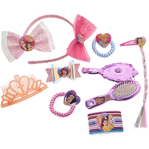 Disney Princess - Townley Girl Juego de accesorios para el cabello para niñas, mayores de 3 años con 20 piezas que incluyen cepillo para el cabello, espejo, lazos de tiara y más