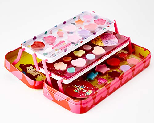 Disney Princess Triple Layer Beauty Tin - Set de Maquillaje para Niñas - Maquillaje Princesas - Neceser Maquillaje, Selección de Productos Seguros en un Lata de Maquillaje con 3 Pisos