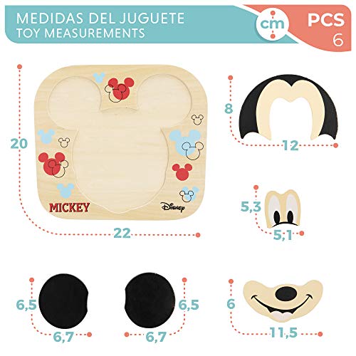 Disney - Puzzle infantil niños 1 año Puzzle xxl infantil Puzzle 5 Piezas grandes Juguetes educativos Puzzles niños Puzzle niñas Juguete bebé Juguetes madera 1 año Mickey