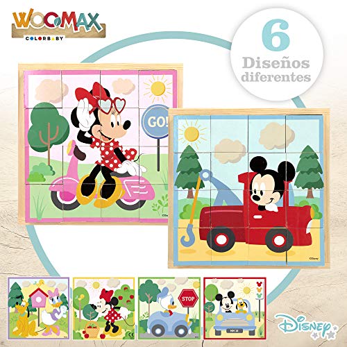 Disney - Puzzle niños 3 años 16 cubos Puzzle infantil niños niñas Puzzles juguetes educativos Primera infancia Puzzle 4 en 1 Rompecabezas Puzzle Disney Cubos 20x20 cm