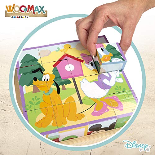 Disney - Puzzle niños 3 años 16 cubos Puzzle infantil niños niñas Puzzles juguetes educativos Primera infancia Puzzle 4 en 1 Rompecabezas Puzzle Disney Cubos 20x20 cm