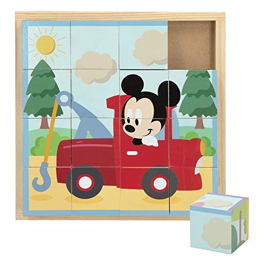 Disney - Puzzle niños 3 años 16 cubos Puzzle infantil niños niñas Puzzles juguetes educativos Primera infancia Puzzle 4 en 1 Rompecabezas Puzzle Disney Cubos 20x20 cm