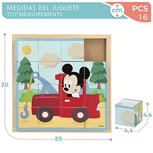 Disney - Puzzle niños 3 años 16 cubos Puzzle infantil niños niñas Puzzles juguetes educativos Primera infancia Puzzle 4 en 1 Rompecabezas Puzzle Disney Cubos 20x20 cm