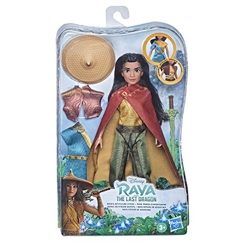 Disney Raya y el último dragón Raya's Adventure Styles, muñeca de Moda con Ropa, Zapatos y Espada, Juguete para niños de 3 años en adelante