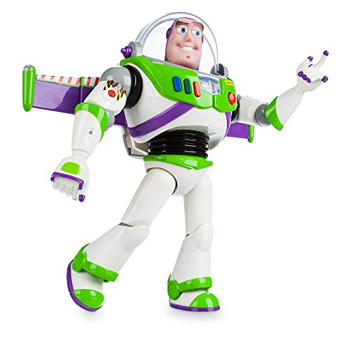 Disney Store: Buzz Lightyear, Figura de acción interactiva de Toy Story con Voz, 30 cm, más de 10 Frases en inglés, interactúa con Otras Figuras y Juguetes, Luces láser, para Mayores de 3 años