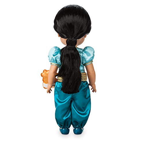 Disney Store: muñeca de la Princesa Jasmine (colección Animators), Aladdín, 39 cm, Pelo enraizado, Traje y Zapatos realistas, Rajá en Raso Acolchado, muñeca niña Coleccionable para Mayores de 3 años